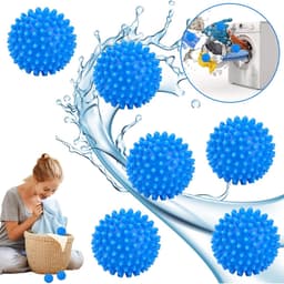 Drogerballen - Set Van 6 Stuks - Herbruikbaar - Wasdrogerballen - Droogballen - Wasbollen - Dryerballs - Duurzaam Drogen Van De Was - Energiebesparend - Sneller Droog - Anti-Kreuk - Was - Wasmachine - Blauw — thumbnail 1
