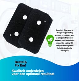 Fixem Geschikt voor Bosch Siemens 12007650 Droger filter van condensor wasdroger droogkast schuimfilter - 230x125x20 mm - 2 Stuks — thumbnail 5
