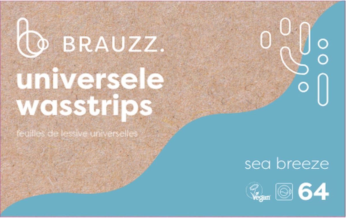 Brauzz Wasstrips Multipack Sea Breeze - Wasmiddeldoekjes voor Witte, Gekleurde en Zwarte Was - Wasmiddel Strips - Eco Wasmiddel Vellen - Duurzame Laundry Strips (64 wasbeurten) — afbeelding 1