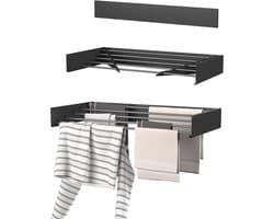 Inklapbaar Wanddroogrek Aluminium - 80x50x10 cm, Geschikt voor Binnen en Buiten, Met Verbeterde Stangbevestigingen