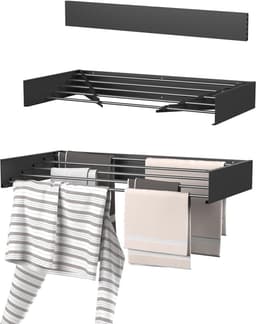 Inklapbaar Wanddroogrek Aluminium - 80x50x10 cm, Geschikt voor Binnen en Buiten, Met Verbeterde Stangbevestigingen — thumbnail 1