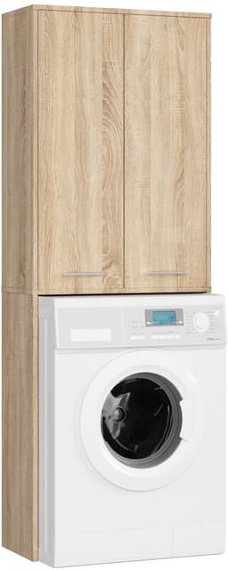 Badkamerkast voor Wasmachine FIN / Hoge Wasmachinekast met 2 Deuren / AKORD Furniture Factory / Sonoma Eik / 64 x 180 x 30 cm — thumbnail 1