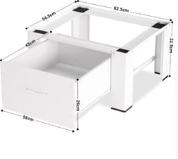 Wasmachine Verhoger Met Opberglade Wasmachine opbouwmeubel Wasmachine Sokkel Universeel Wasmachine Verhoger Wit 62.5 x 54.5 x 32.5 cm — thumbnail 4