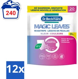 Dr. Beckmann - Magic Leaves - Wasstrips - Gekleurde Was - Frisse Bloesem - 20 Wasbeurten - Voordeelverpakking - 12 stuks — thumbnail 1