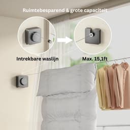 VELTRR® Waslijn Uittrekbaar - Wanddroogrek - Wasdraad — thumbnail 5