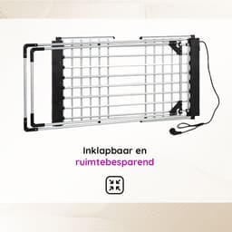 Eleganca Elektrisch Droogrek – 147 x 54 x 94 cm – Verwarmd Wasrek – Voor het snel Drogen van Kleding & Handdoeken – 230W – IPX1 – Veiligheidssensor – Timer met Touchscreen – Energiezuinig - Zilver — thumbnail 4