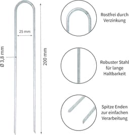 100 Grondankers 200 x 25 mm – Verzinkte U-Haringen voor Harde Vloeren en Tuinbevestiging — thumbnail 4