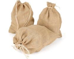 Jute Opbergzakken Set van 3 met Trekkoord - 36 x 30 cm - Ideaal voor Aardappelen, Oogst en Noten