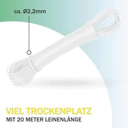 Uittrekbare Waslijn - 20 Meter, Roestvrij en Weerbestendig, Perfect voor Droogmolen en Tuin — thumbnail 3