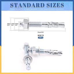 Wigankers 3/8" x 3" Verzinkt Heavy Duty Bevestiging voor Beton - 20 Stuks — thumbnail 3