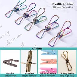 Gekleurde Kleding Pins - Wasknijpers RVS - Kleding Ophangen - Roestvrij Staal - 30 Stuks - Regenboog — thumbnail 3