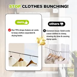 13,9 ft TPU-uitrekbare Kledinglijn voor Binnen & Buiten – Zware-duty windbestendige wandbevestigde drooglijn met afzonderlijke ophanggaten voor snellere droging, ideaal voor Huis, Balkon & Tuin — thumbnail 2