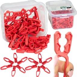 Wasknijpers - Kledingklemmen - Was Ophangen - Geen Metaal - 50 Stuks - Rood — thumbnail 1