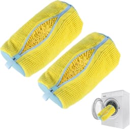 2 stuks-Waszakken voor Schoenen - Herbruikbare - Schoenenwaszak - Wasschoenenzak voor wasmachine en droger - deformatie reinigingsschoenenzak -Geel, Met Ritssluiting — thumbnail 1