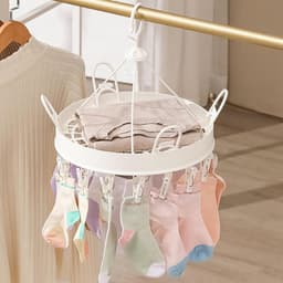 Ronde Drooghanger - Kleine Wasrek - Kleding Drogen - Verstelbare Clips - 34 cm Breed - Wit — thumbnail 2