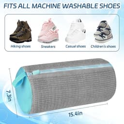 Schoenenwaszakken - 2-pack herbruikbare schoenenwaszakken - Geschikt voor wasmachine en droger - Reinigingszakken voor sneakers en tennisschoenen - Met rits - Voering van zachte stof - 360° dieptereinigingsset (grijs) — thumbnail 5