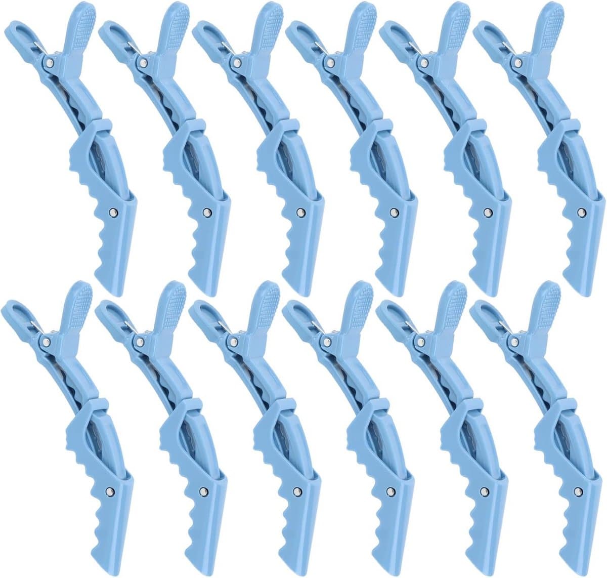 12x Grote Blauwe Krokodillenklemmen voor Haar: Kappersclips voor Styling & Knippen — afbeelding 1