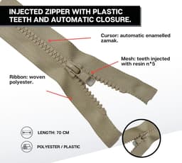 10x Scheidbare Ritssluiting voor Jassen en Tassen - 70 cm - Beige - Maat 5 — thumbnail 2