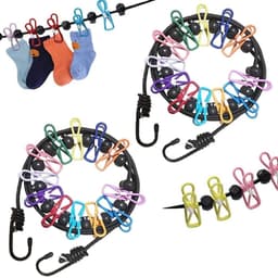 longziming -Portable Opwindbare Waslijn - Elastische Trekkracht - PVC + Roestvrij Staal - Compact En Veelkleurig Voor Reis, Camping En Studentenkamer - 2 Stuks — thumbnail 1