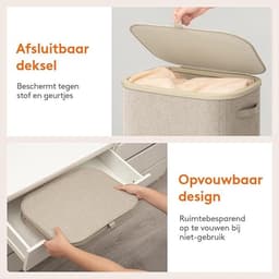 Store_8 - Wasmand - 105L - Vouwbaar en Met Deksel - Beige - Handige Opbergoplossing - Geschikt voor Badkamer en Slaapkamer - Ruimtebesparend — thumbnail 2