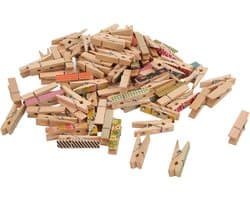 Houten Wasknijpers - Kleding Clips - Kleine Klusjes - Geverfd Hout - 3.5 cm - Multicolor