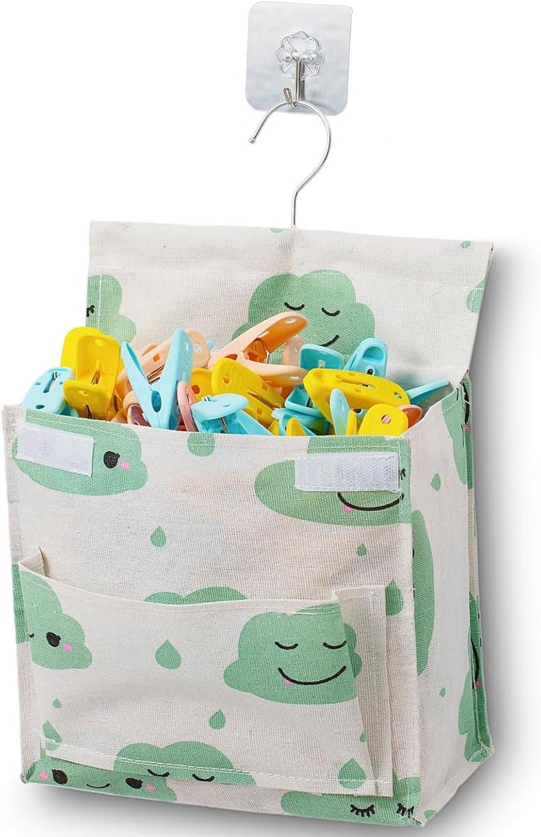 Wasknijper Tas - Opbergtas Kledingclips - Wasknijpers Opbergen - Waterdicht met Deksel - 86 "x 11" - Grijs — afbeelding 1