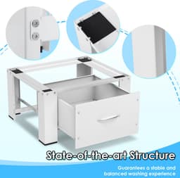Wasmachine verhoger-150kg Capaciteit Wasmachine Standaard Metalen Basisframe met Lades-Anti-slip Schokabsorberende Hoekbeschermers voor Veilige Plaatsing-Geschikt voor Wasmachines, Drogers en Koelkastbases. — thumbnail 4