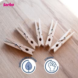 Sorbo Houten Wasknijpers - Set van 36 - FSC® Gecertificeerd - Extra Sterk met 7-Slagsveer - Knijpers — thumbnail 3