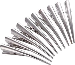 10 stuks grote haarclips met tanden voor dik haar - Metalen Alligator Klemmen Zilver — thumbnail 1