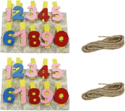 Set van 20 Mini Houten Wasknijpers - Decoratief voor Foto's, Memo's en Kaarten met Touw — thumbnail 1