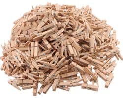 Houten Wasknijpers - Mini Klemmen Fotoclips - Foto's Ophangen - Sterke Klemkracht - 3.5 cm - Natuurlijk Hout