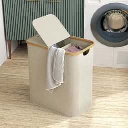 HOMCOM Wasmand - Vliesstof - 54x34x58,5 cm - Beige — thumbnail 4