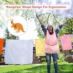 Grote waszak voor praktisch kleding drogen - Wasdroger opknoping werktas met mesh zakken - Roze - Eén maat — thumbnail 3