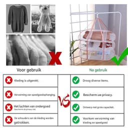 Droogrek - Truien anti-vervorming kleding droogmand - 3 laags - Polyester - Opvouwbaar - mesh - hangende - Draagbaar - Droognet - 78*61*80 cm - Roze - 1stuk — thumbnail 4