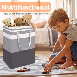 Opvouwbare wasmand - Waszak met grote capaciteit - Wasmand met handgrepen - Wasmand voor huishoudelijk vuil wasgoed - Geschikt voor slaapkamer, badkamer, slaapzaal — thumbnail 4