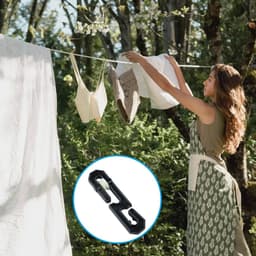 2-Pack waslijnspanners van kunststof voor waslijnklemmen. Voorkomt klitten en draaien van de waslijn. S-vormige waslijnspanner voor lange en zware waslijnen - Zwart. — thumbnail 2