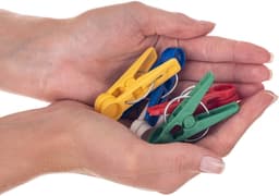 KADAX wasknijpers, 20 x knijpers van robuuste kunststof, kleurrijke sokkenklemmen, windbestendige klemmen voor binnen en buiten (veelkleurig/rond) — thumbnail 5