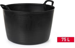 Plasticforte Flexibele kuip of emmer - zwart - 75 liter - stevig kunststof - 58 x 55 cm - Afvalbak - Wasmand - Opbergmand - Extra groot — thumbnail 2