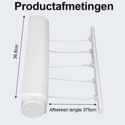 Wastrekker - Verlengbaar tot 4.2m - Voor Binnen/Buiten - Wit Plastiek - 7×7×47.5cm — thumbnail 4