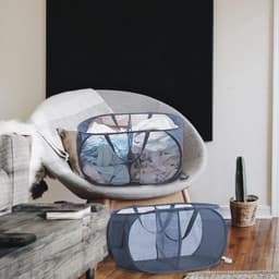 1. Pop-up Laundry Basket with 2 Compartments and Reinforced Handles 2. Foldable Laundry Basket with Mesh Design and Small Size 3. Small Folding Laundry Basket with Reinforced Handles and 2 Compartments — thumbnail 2