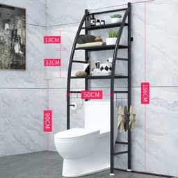 CHIWIN Badkamerrek zonder boren – 3-laags WC opbergrek met haken – Metalen toiletrek – Vrijstaand wasmachinerek – Ruimtebesparend badkamermeubel 166x50cm — thumbnail 5