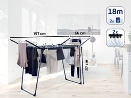 Famanu - Pegasus 180 solide droogrek voor kleding, droogrek met 18 m drooglengte, droogrek voor lang wasgoed, sterk en stevig, design wasrek zwart — thumbnail 1