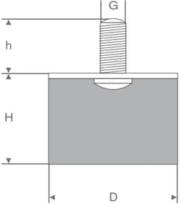 Rubbermagazijn - Trillingsvoet Type D 25x15mm - M6 - Set 10 stuks — thumbnail 3