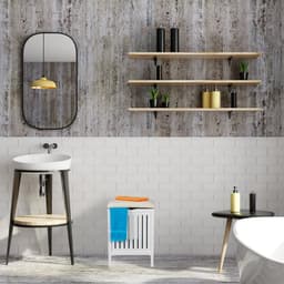 wasmand kruk - 40 liter - hout - 55 x 41 x 41 cm - badkamerkruk - op poten — thumbnail 4