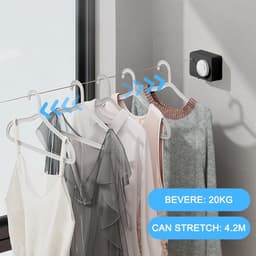 Uittrekbare waslijn, 4,2 m waslijn, uittrekbare muur, vaste onzichtbare waslijn uittrekbaar voor balkon, binnen, tuin, draagvermogen 20 kg (groen) — thumbnail 2