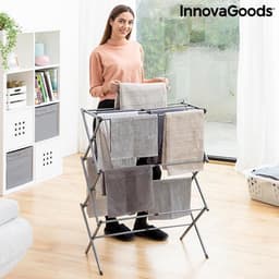 InnovaGoods - Droogrek - Inklapbare en uitschuifbare kledingdroger met 3 niveaus Cloxy - Wasdroger - 11 Stangen - 3 Hoogteniveau's — thumbnail 1