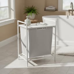 wasmand met plank, uitneembare waszak 65 l, H x B x D: 72 x 50 x 33 cm, wit/grijs — thumbnail 3