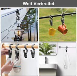 VHV - Camping klemhaken - 10 stevige wasknijpers met haak voor handdoeken, kleding en tentlampen — thumbnail 4
