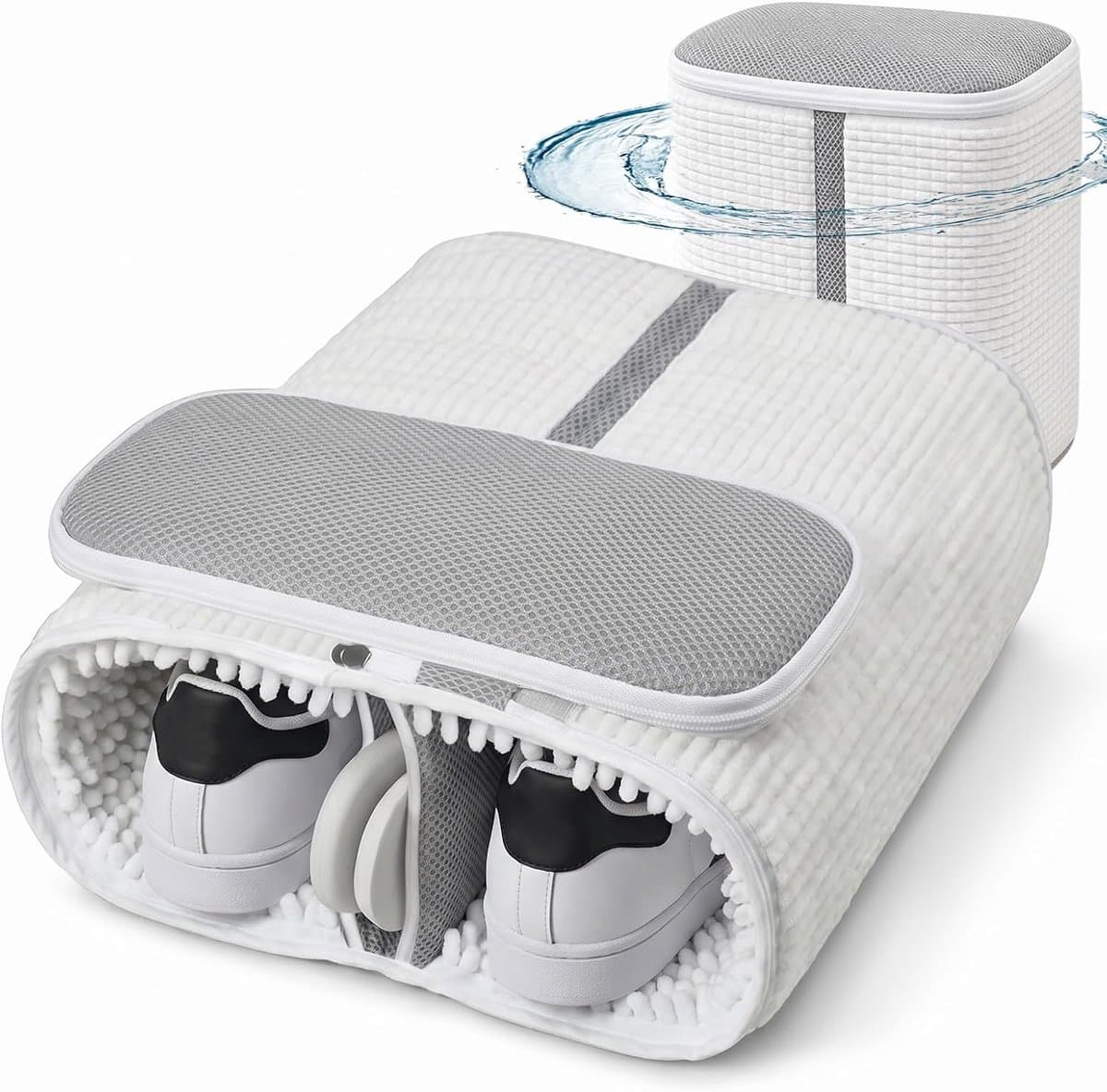 Schoenwaszak voor wasmachine 15 inch - vergrote maat - wit tweezonendesign - 360°-reiniging - ShopVlot — afbeelding 1
