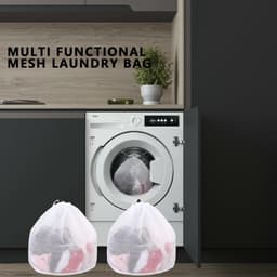 Set van 3 Herbruikbare Waszakken met Trekkoord - Dikke Mesh Waszakken voor Kleding, Organisatie en Bescherming van Textiel — thumbnail 3